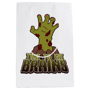 Time To Eat Brains Scary Zombie Halloween Gift Medium Gift Bag