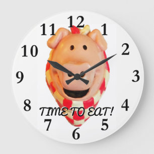 Time To Eat, Cute Pig Large Clock