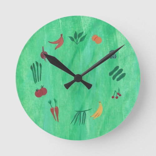 Time to Eat More Fruits and Vegetables Wall Clock