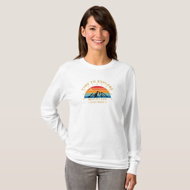 Time to Explore Mountain Shirt – Retro Hiking Tee  (Front Full)