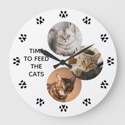 Time To Feed the Cat Cat Lovers Personalized Large Clock