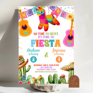 Time to Fiesta Sibling Joint Fiesta birthday party Invitation