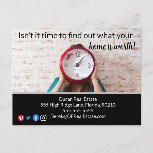 time to find out real estate marketing postcard (Front)