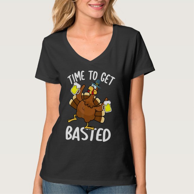 Time To Get Basted  Beer Thanksgiving Turkey  Men T-Shirt (Front)