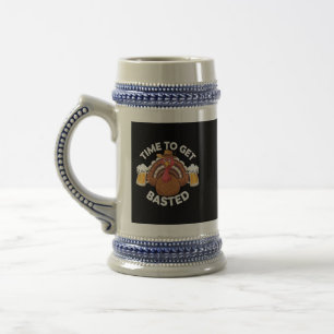 Time To Get Basted Funny Beer Thanksgiving Turkey  Stein