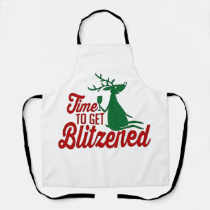 Time to Get Blitzened Christmas Reindeer Apron