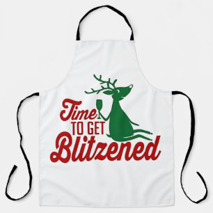 Time to Get Blitzened Christmas Reindeer  Apron