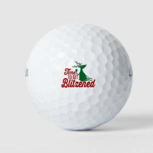Time to Get Blitzened Christmas Reindeer  Golf Balls