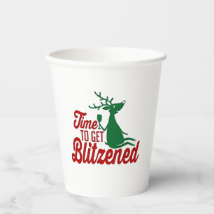 Time to Get Blitzened Christmas Reindeer  Paper Cups