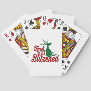 Time to Get Blitzened Christmas Reindeer Poker Cards