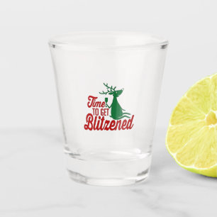 Time to Get Blitzened Christmas Reindeer  Shot Glass