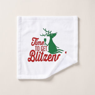 Time to Get Blitzened Christmas Reindeer Wash Cloth