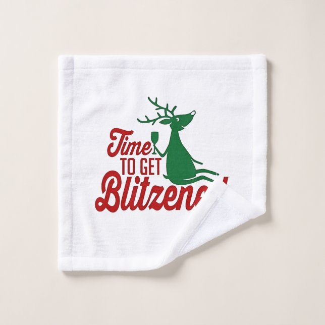 Time to Get Blitzened Christmas Reindeer  Wash Cloth (Wash Cloth)