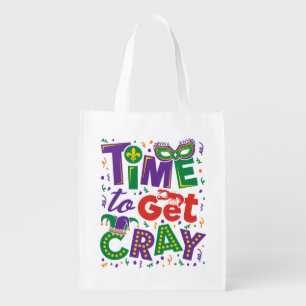 Time to Get Cray Crawfish Mardi Gras Grocery Bag