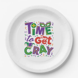 Time to Get Cray Crawfish Mardi Gras Paper Plates