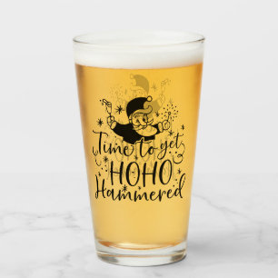 Time to Get Ho Ho Hammered XMAS Drinking Humor Glass