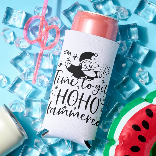 Time to Get Ho Ho Hammered | XMAS Drinking Humor Seltzer Can Cooler (In Situ Summer)