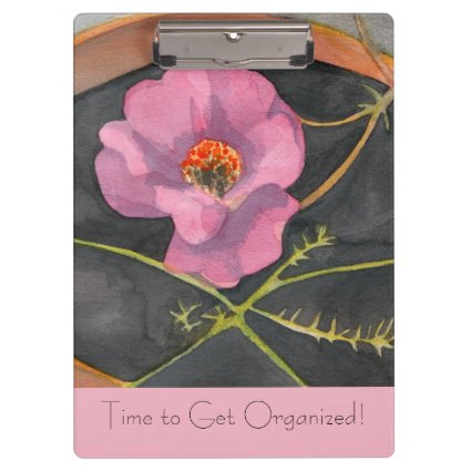 Time to Get Organized Pink Peony Clip Board