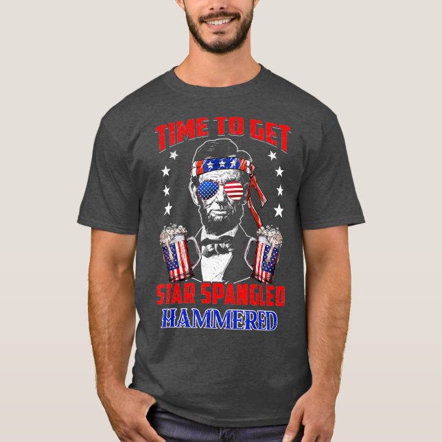 Time To Get Star Spangled Hammered American Beer T-Shirt (Front)