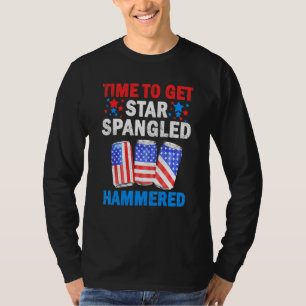 Time To Get Star Spangled Hammered Beer Usa Flag 4 T-Shirt