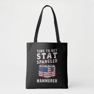 Time To Get Star Spangled Hammered Beer USA Flag Tote Bag