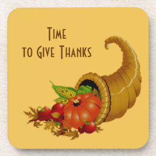 Time to Give Thanks Cornucopia Drink Coaster