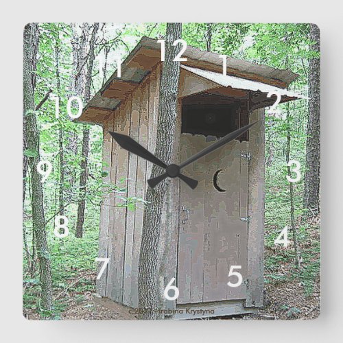 TIME TO GO OUTHOUSE WALL CLOCK IN THE WOODS
