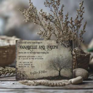 Time to Grow Roots Tree Vintage Wedding Invitation