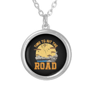 Time To Hit The Road Silver Plated Necklace