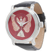 Time to Hope Burgundy Awareness Ribbon Watches (Angled)