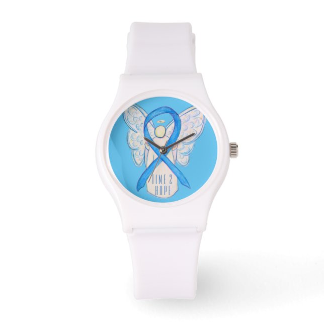 Time to Hope Light Blue Awareness Ribbon Watch (Front)