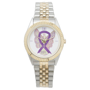 Time to Hope Purple Awareness Ribbon Angel Watch