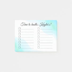 Time to Hustle Coral Watercolor To Do List  Post-it Notes