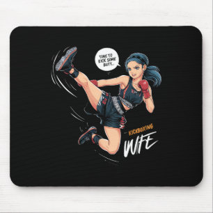 Time To Kick Some Butt Kickboxing Wife Art  Mouse Pad