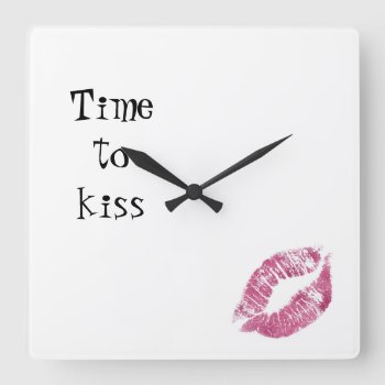 Time To Kiss Clock by aftermyart at Zazzle