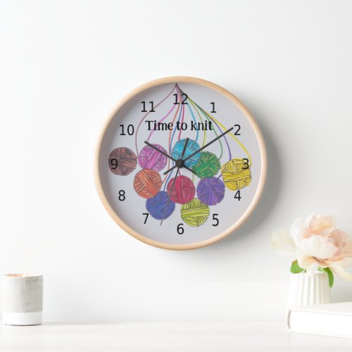 Time to knit many balls of yarn with your words clock