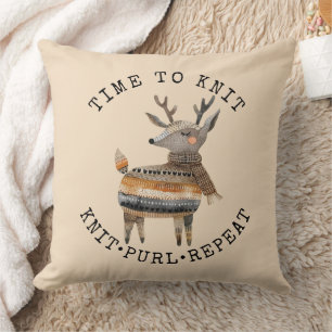 Time to Knit Throw Pillow