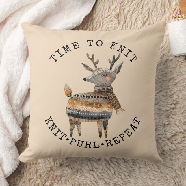 Time to Knit  Throw Pillow (Blanket)