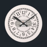 Time to Knit Yarn Clock Face<br><div class="desc">A cute illustrated,  time to knit themed round clock,  featuring a ball of yarn. The text reads: time to knit and knit purl repeat. A light pastel peach background. A gift for an avid knitter. A great gift for an avid knitters studio or crafters corner.</div>