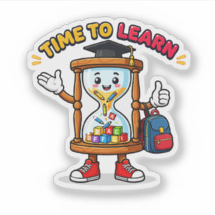 Time to Learn Cute Hourglass Back to School Sticker