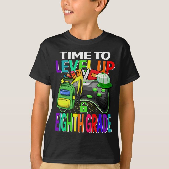 Time To Level Up Eighth Grade Video Game T-Shirt (Front)