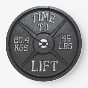 Time To Lift - Barbell Plate Wall Clock