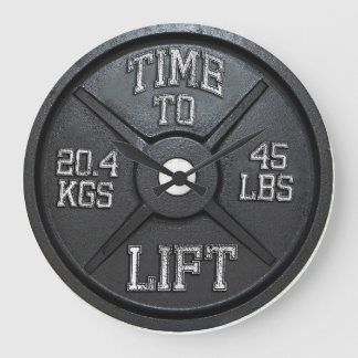 Time To Lift - Barbell Plate Wall Clock