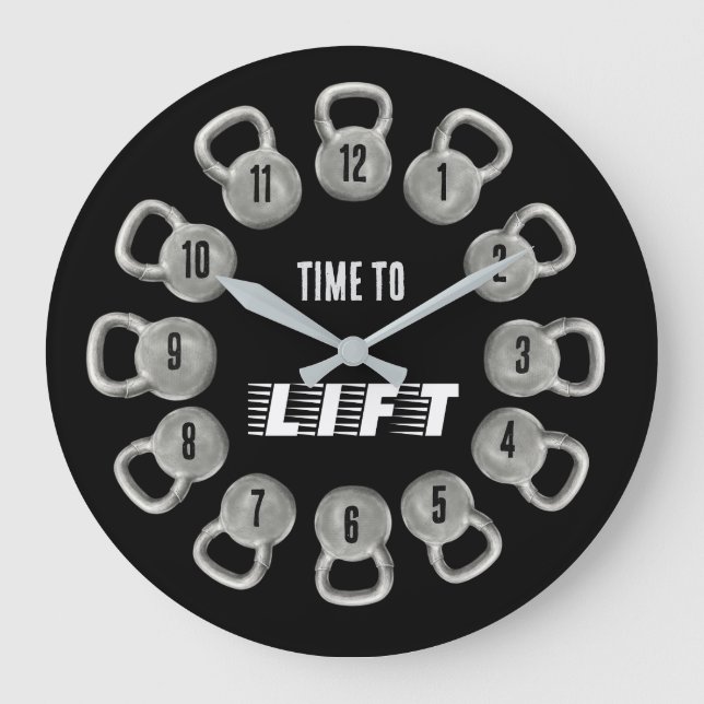 Time to Lift Kettlebell Wall Clock (Front)