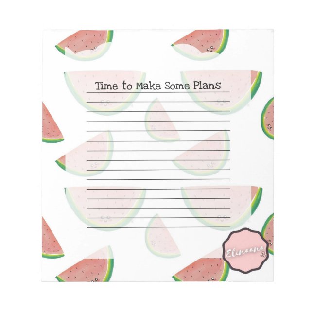 Time to Make Some Plans, Customizable Watermelon Notepad (Front)