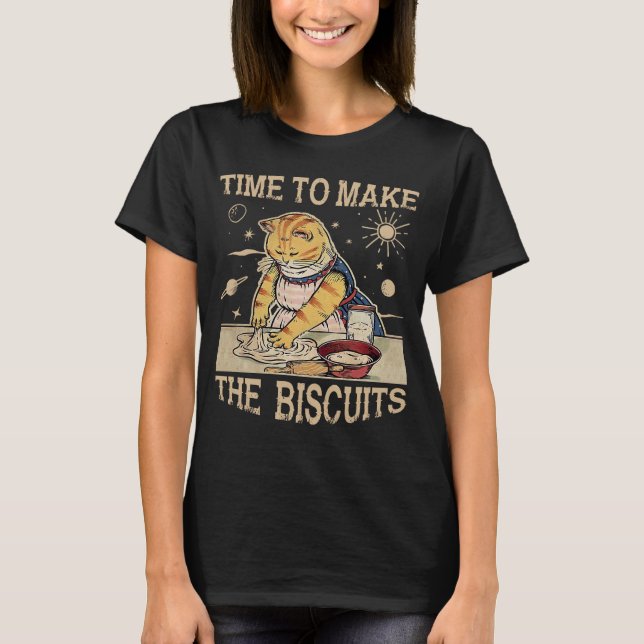 Time To Make The Biscuits Cute Cat Chef Lover T-Shirt (Front)