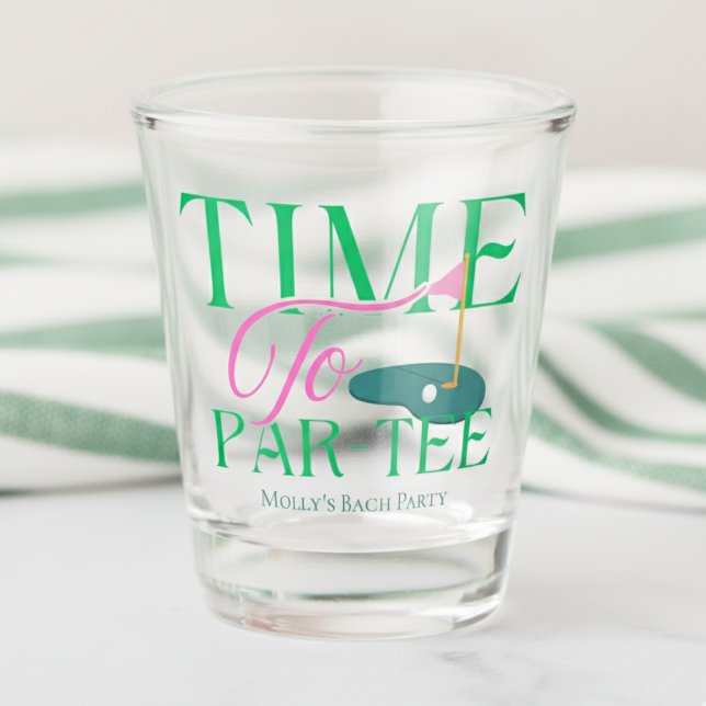 Time to Par-Tee Golf Bachelorette Shot Glass (Get ready to swing into celebration with this “Time to Par-Tee” design!)