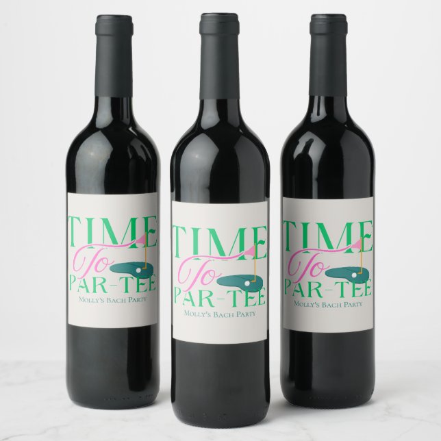 Time to Par-Tee Golf Bachelorette Wine Label (Bottles)