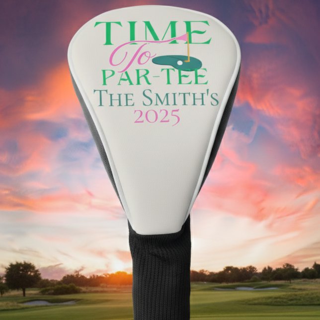 Time to Par Tee Golf Course Bachelorette Golf Head Cover (Get ready to swing into celebration with this “Time to Par-Tee” design!)