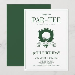 Time to Par-Tee Green Golf 50th Birthday Party Invitation